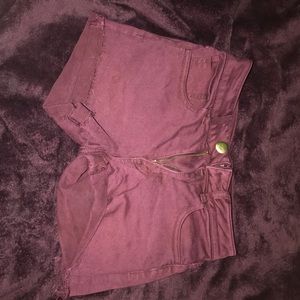 High waist burgundy shorts